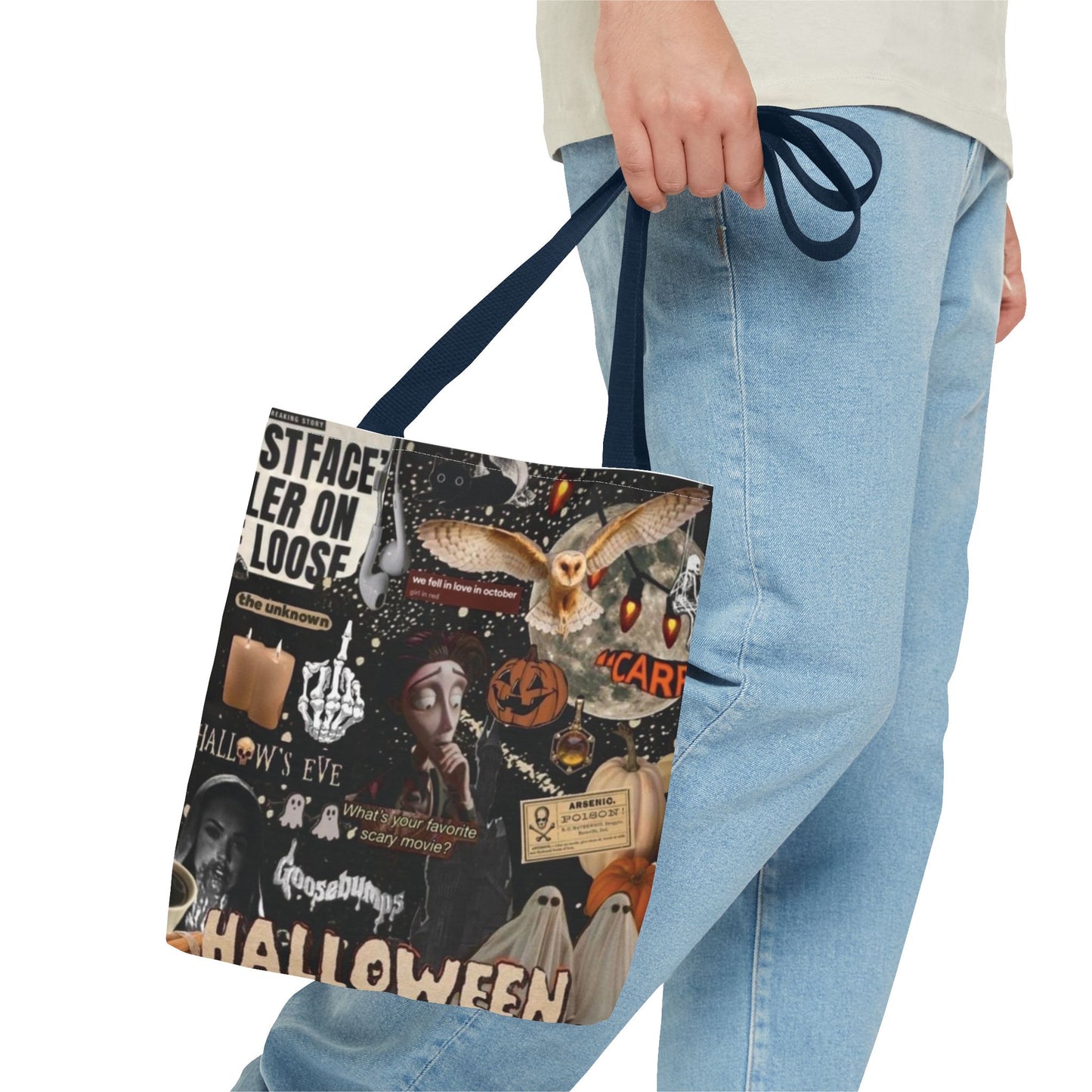 Halloween Tote Bag, Spooky Vibes, Trick or Treat, Autumn Accessory, Perfect for Halloween Decor, Fall Festivals, Gift for Witch Lovers