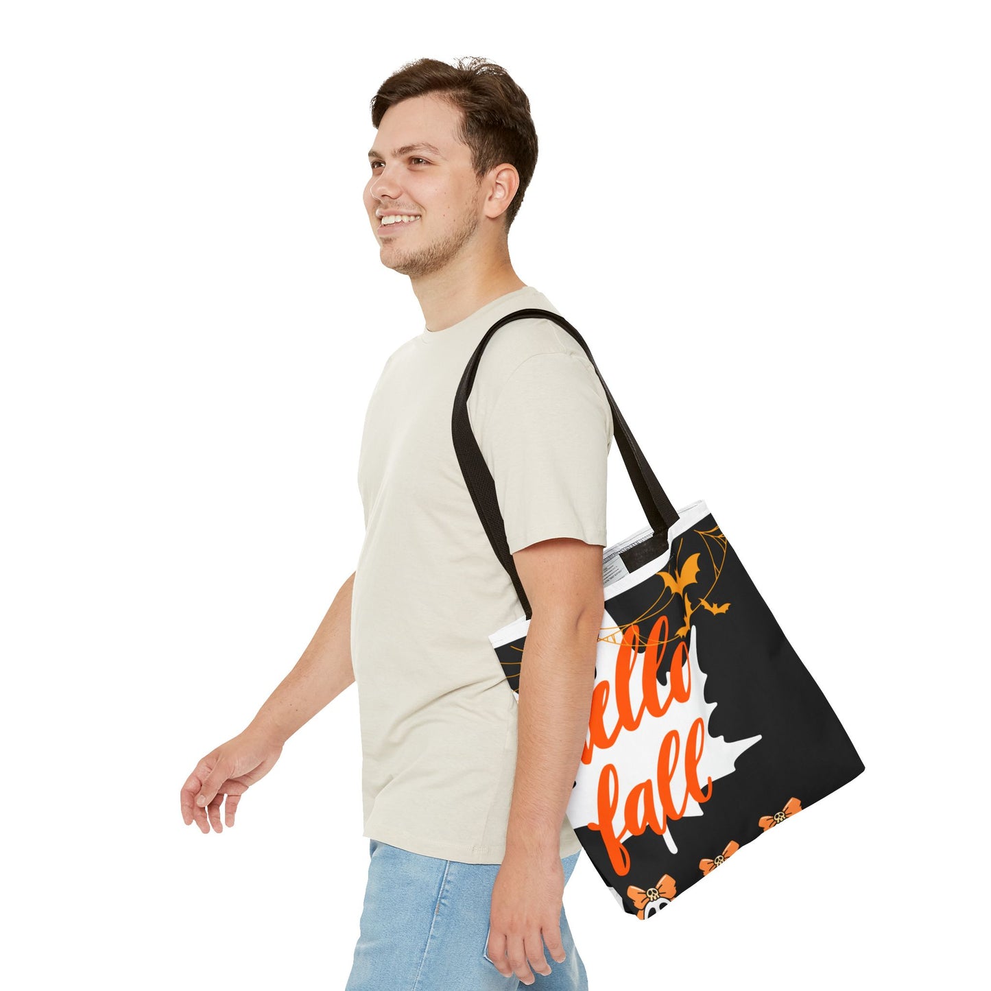 Autumn-Themed Tote Bag, Hello Fall, Perfect for Halloween, Thanksgiving, Everyday Use, Eco-Friendly Carryall