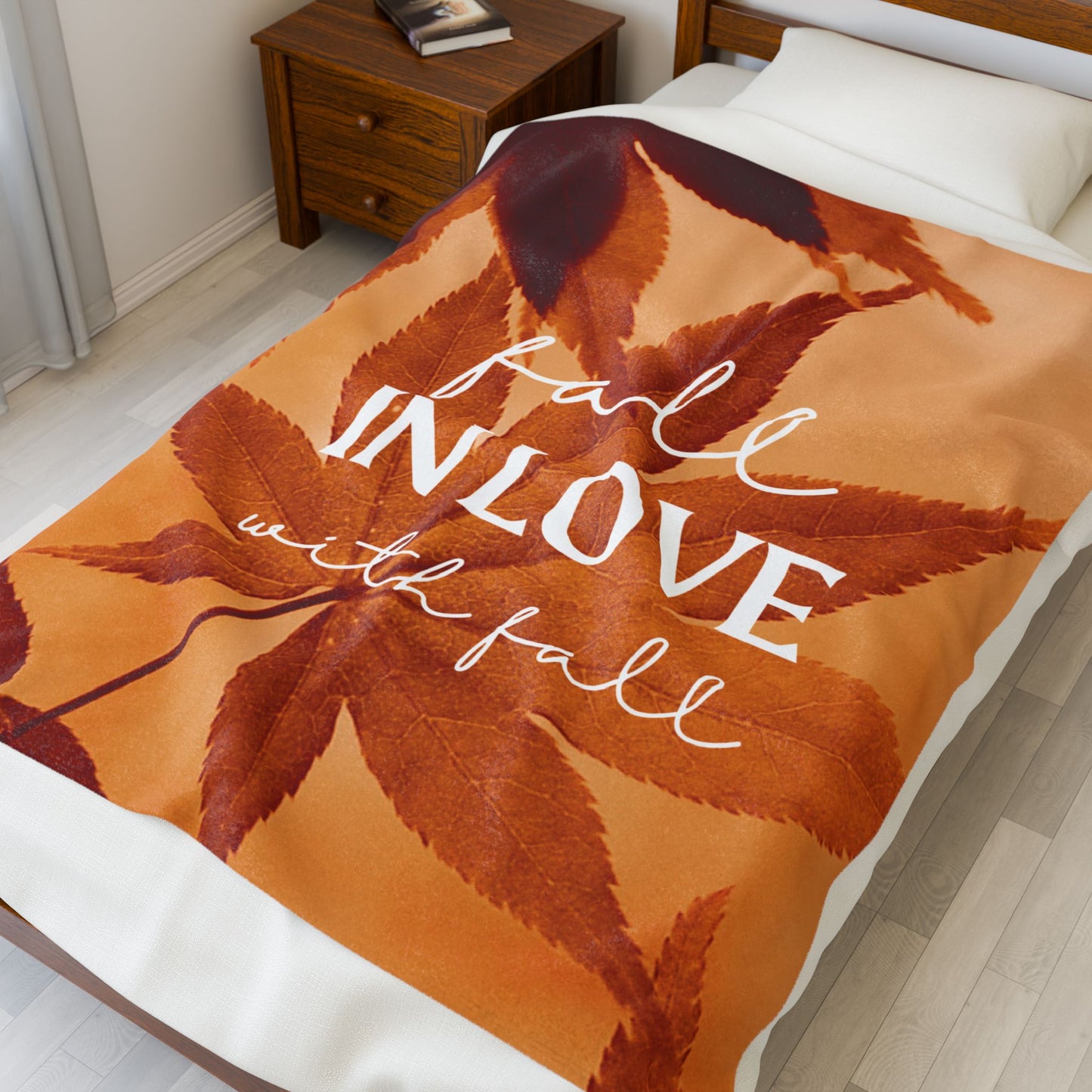 Cozy Fall Velveteen Plush Blanket, Fall Decor, Autumn Vibes, Perfect Gift, Snuggly Throw, Home Essentials