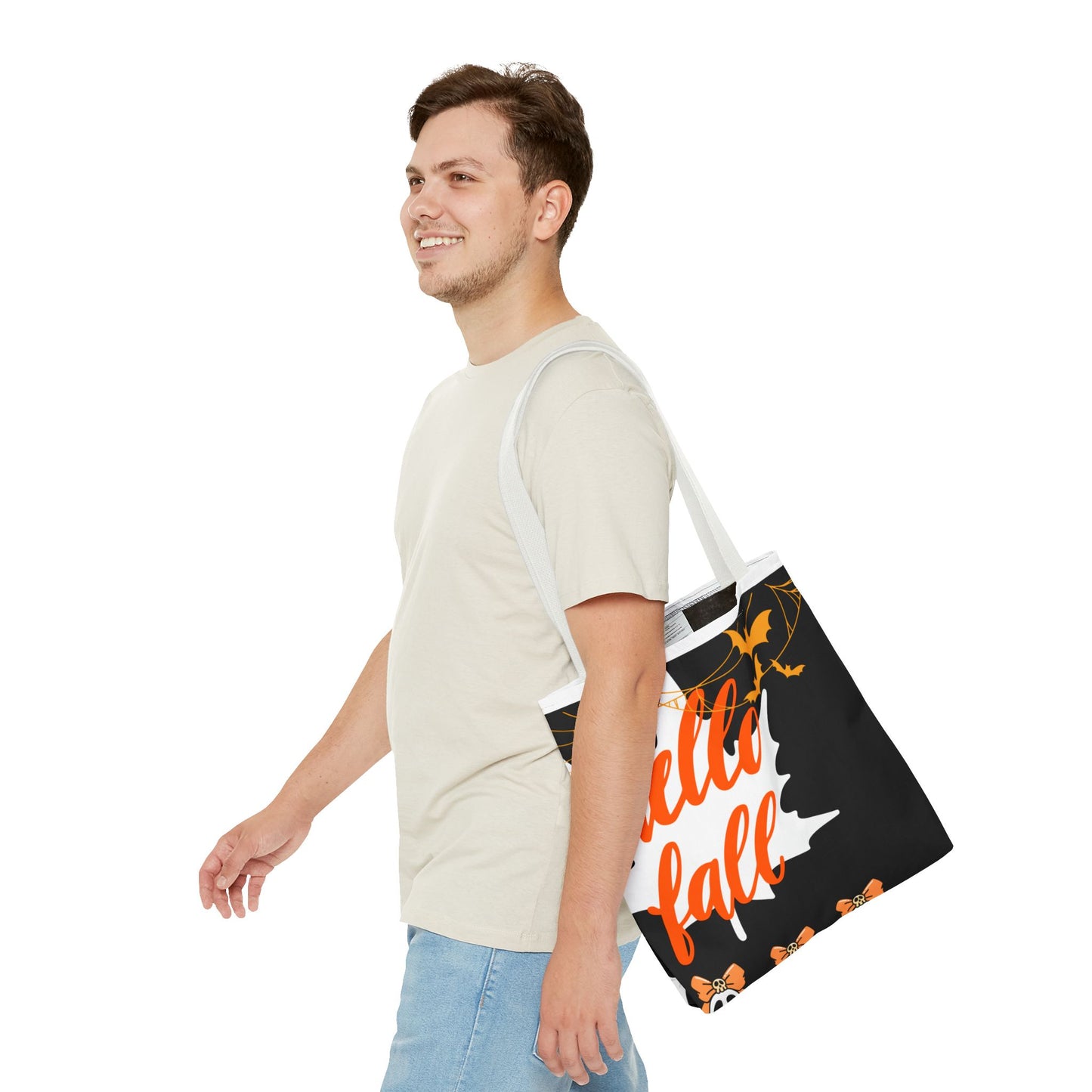 Autumn-Themed Tote Bag, Hello Fall, Perfect for Halloween, Thanksgiving, Everyday Use, Eco-Friendly Carryall