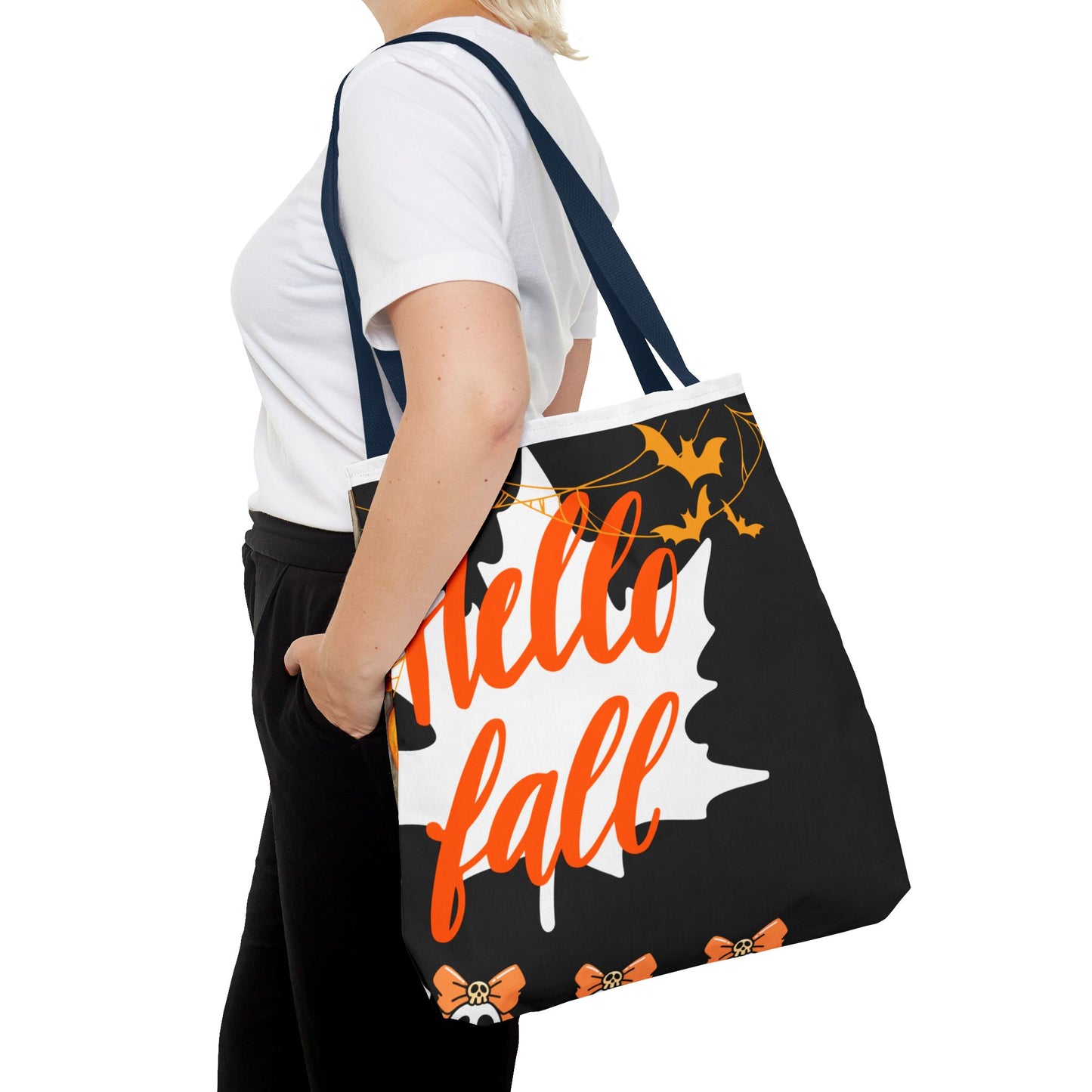 Autumn-Themed Tote Bag, Hello Fall, Perfect for Halloween, Thanksgiving, Everyday Use, Eco-Friendly Carryall