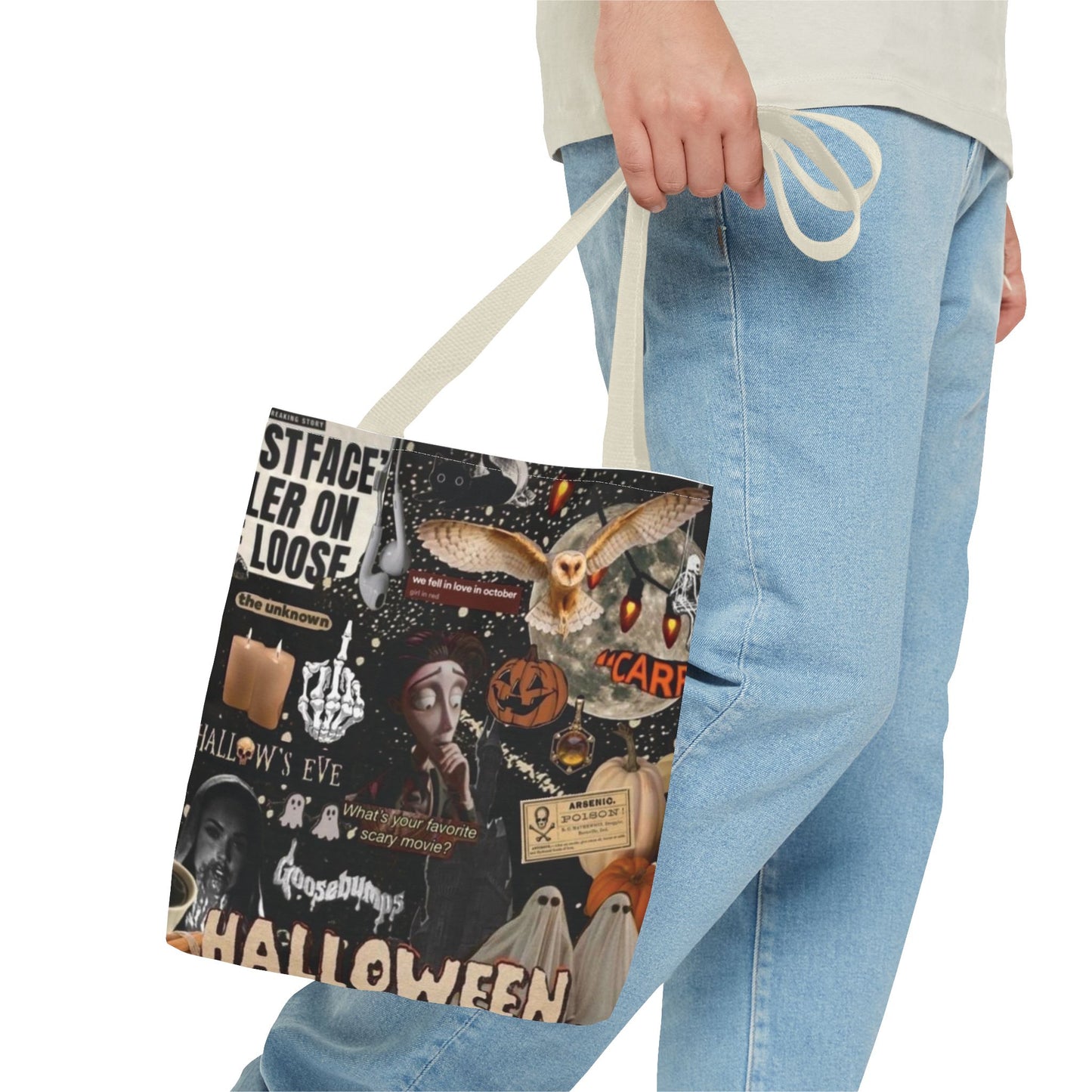 Halloween Tote Bag, Spooky Vibes, Trick or Treat, Autumn Accessory, Perfect for Halloween Decor, Fall Festivals, Gift for Witch Lovers