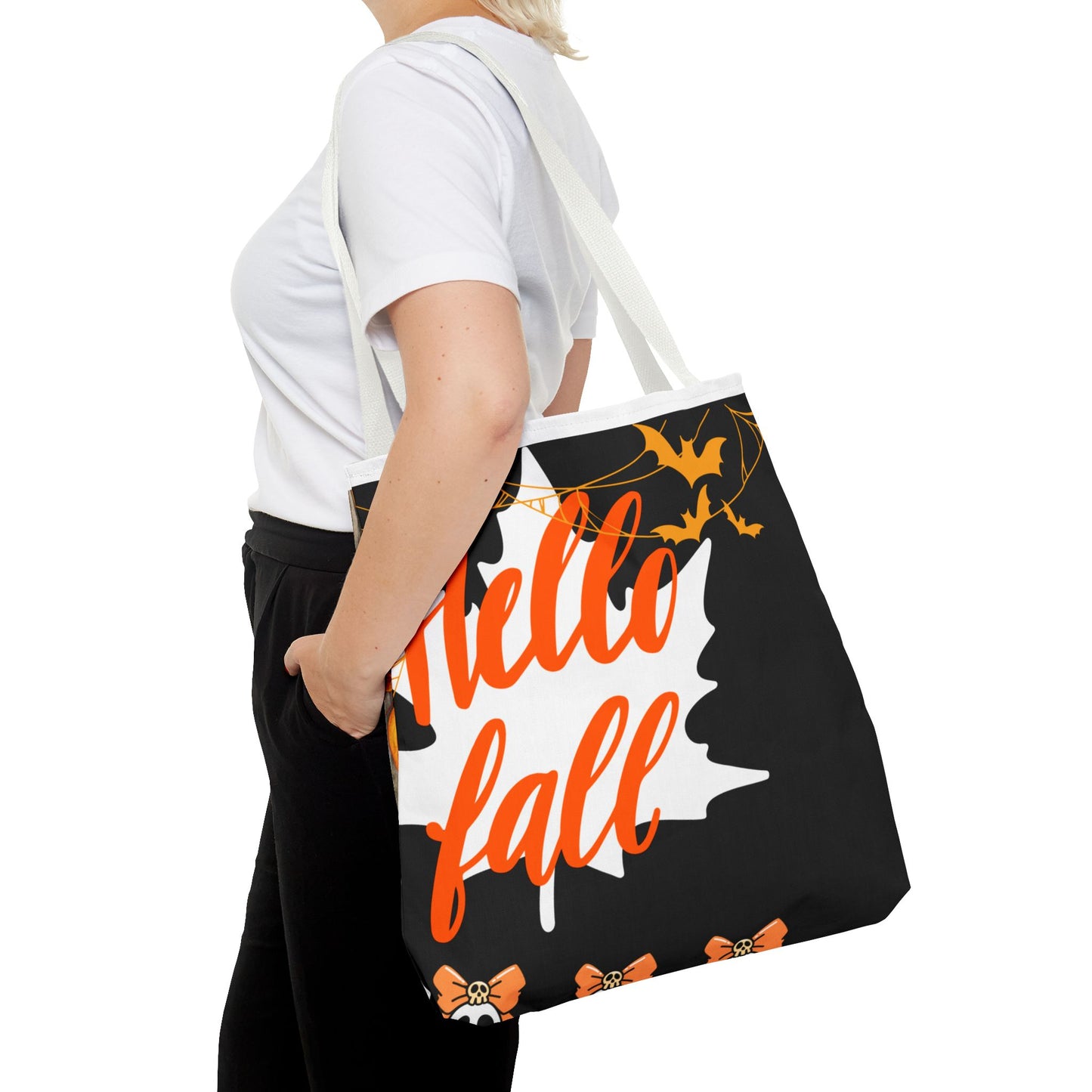 Autumn-Themed Tote Bag, Hello Fall, Perfect for Halloween, Thanksgiving, Everyday Use, Eco-Friendly Carryall