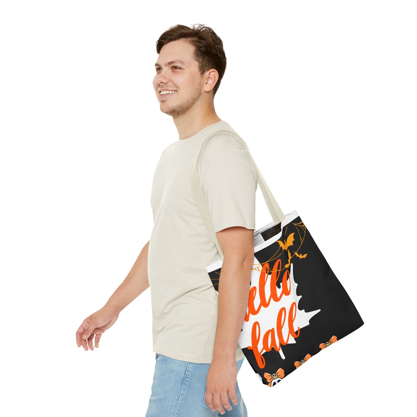 Autumn-Themed Tote Bag, Hello Fall, Perfect for Halloween, Thanksgiving, Everyday Use, Eco-Friendly Carryall