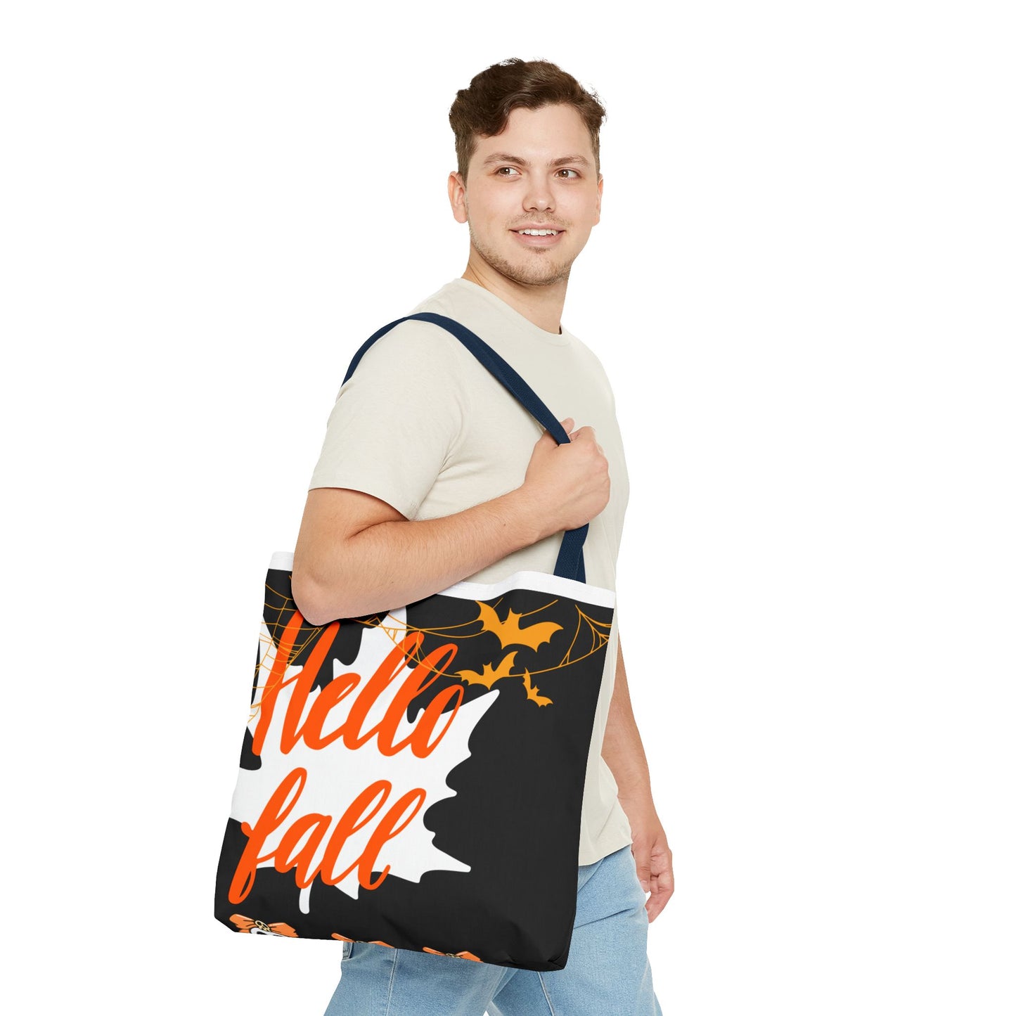 Autumn-Themed Tote Bag, Hello Fall, Perfect for Halloween, Thanksgiving, Everyday Use, Eco-Friendly Carryall