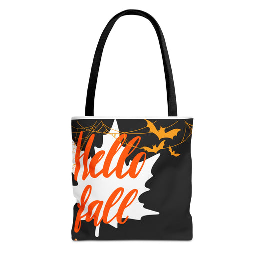 Autumn-Themed Tote Bag, Hello Fall, Perfect for Halloween, Thanksgiving, Everyday Use, Eco-Friendly Carryall