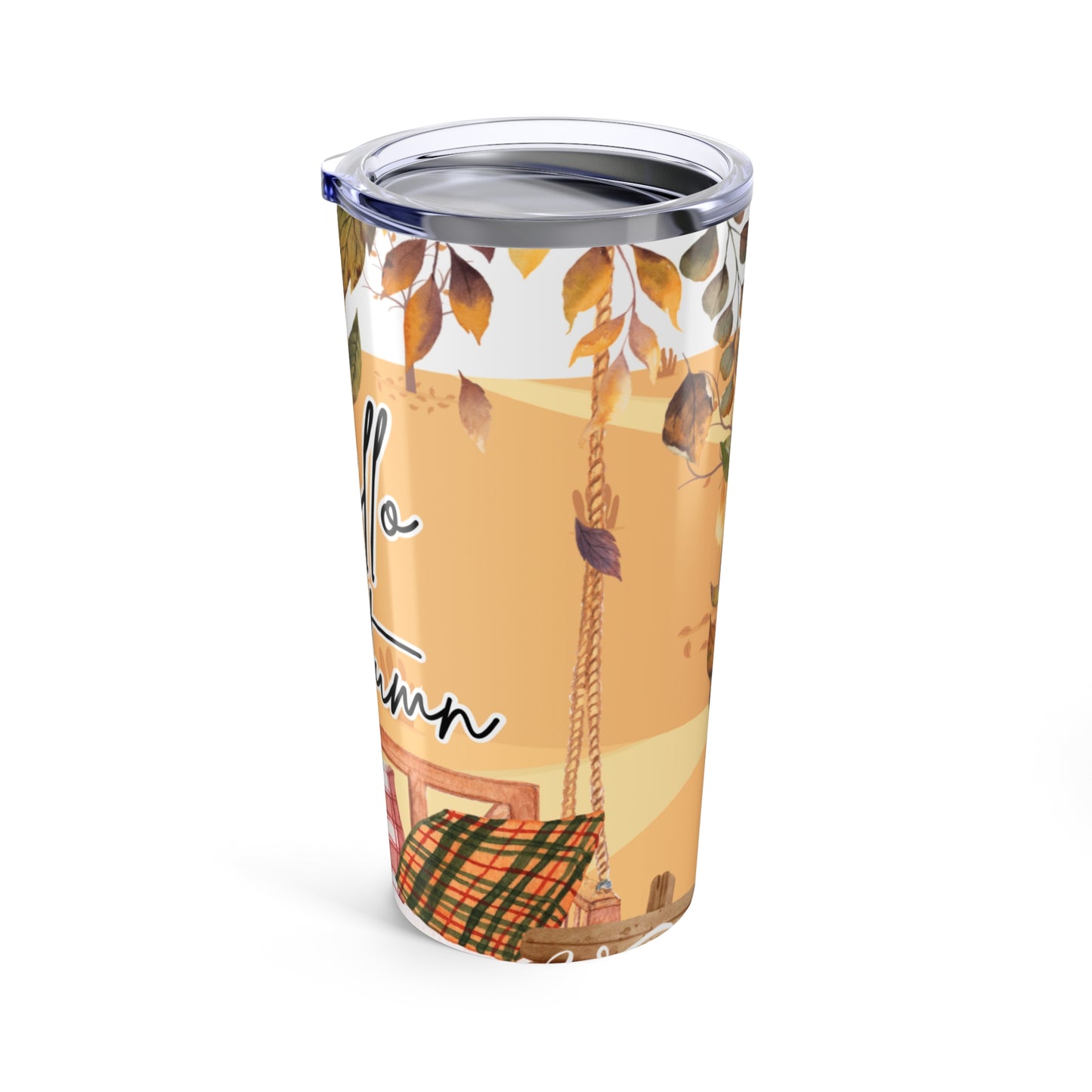Autumn Tumbler, Hello Autumn Travel Mug, Fall Beverage Cup, Pumpkin Spice Insulated Tumbler, Seasonal Coffee Container
