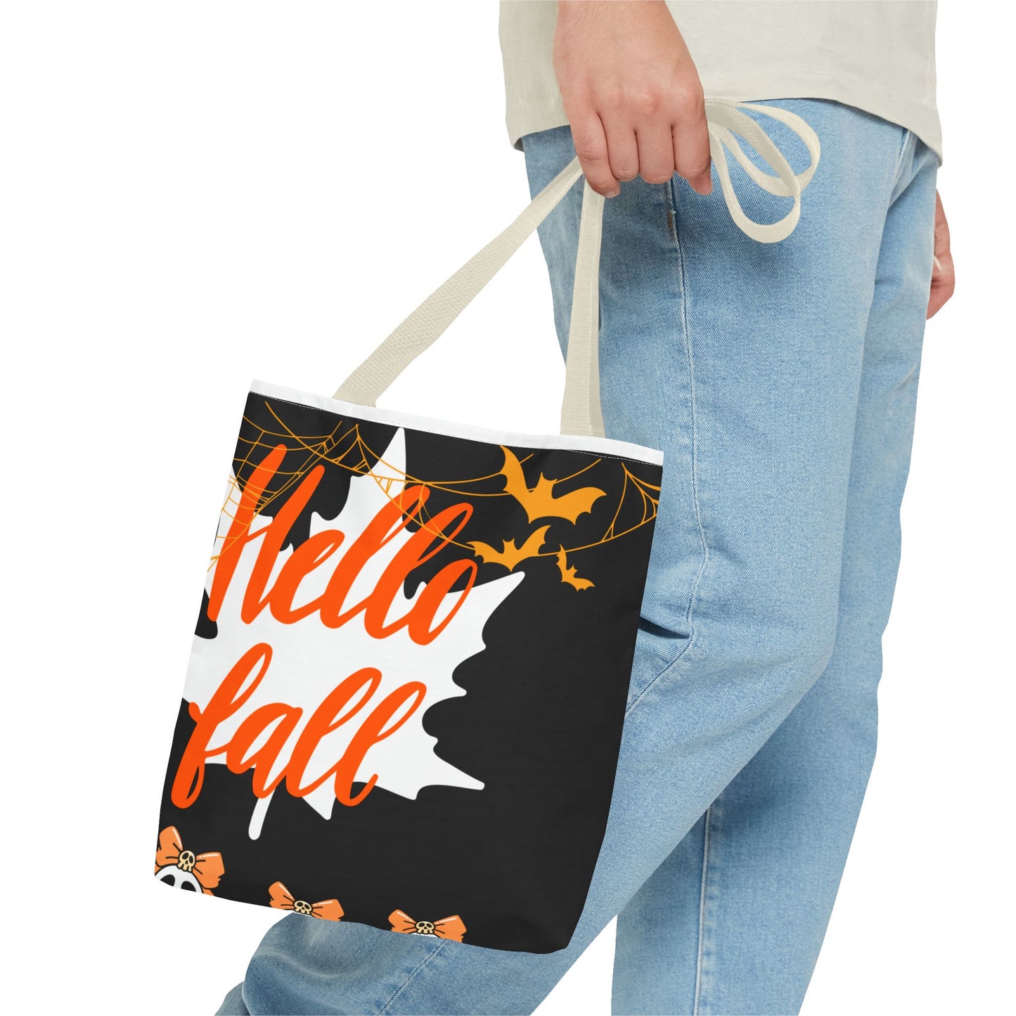 Autumn-Themed Tote Bag, Hello Fall, Perfect for Halloween, Thanksgiving, Everyday Use, Eco-Friendly Carryall