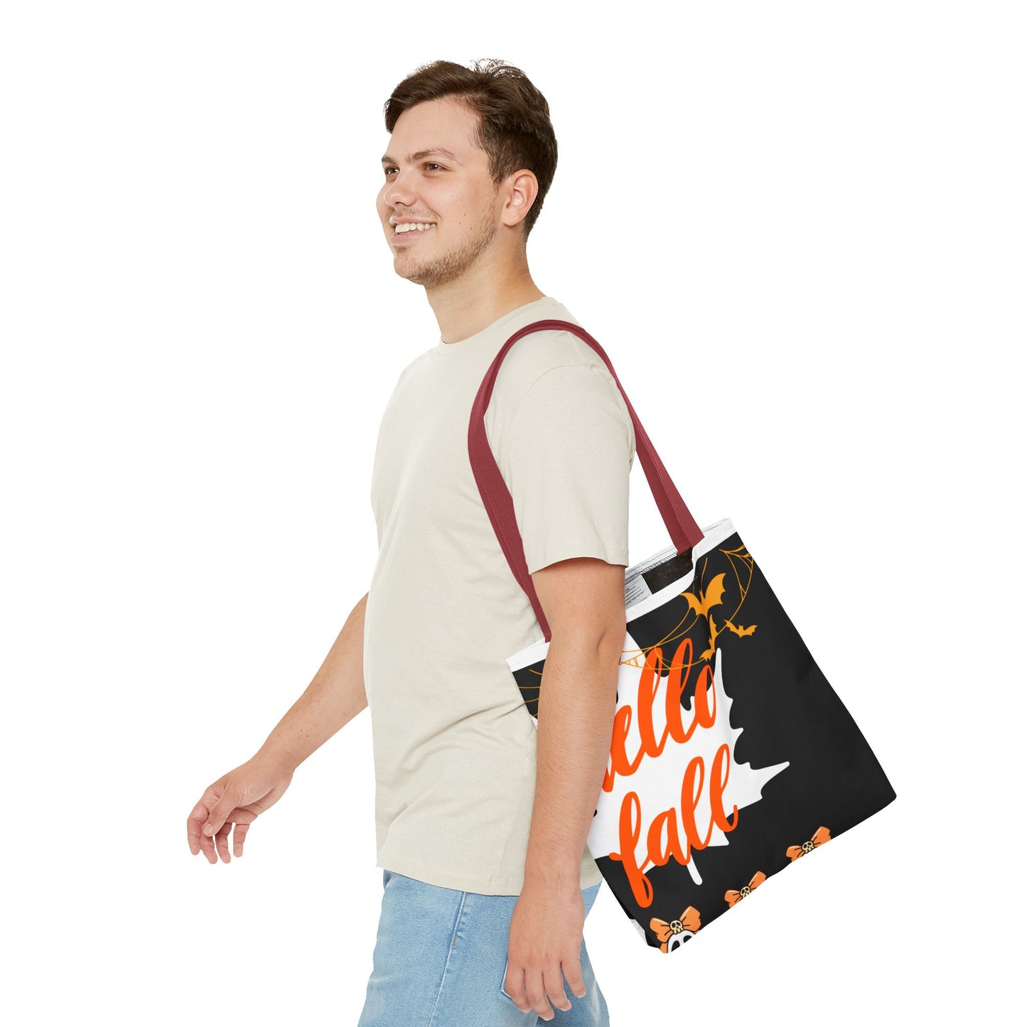 Autumn-Themed Tote Bag, Hello Fall, Perfect for Halloween, Thanksgiving, Everyday Use, Eco-Friendly Carryall